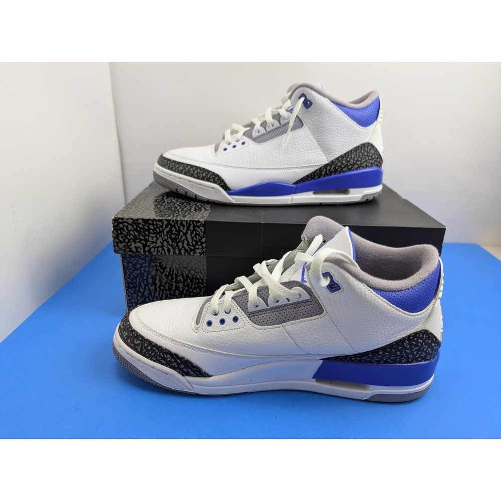 Size 13 Air Jordan 3 Retro Racer Blue CT8532-145 White Gray Blue 2021 Mens